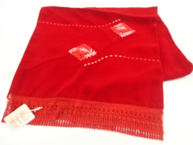 未使用品　ビロードリボン刺繍花模様ショール